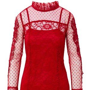 NWT  Pretty Angel - Floral Lace Silk-Blend Top - LARGE